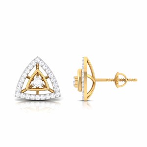 Boucles d'oreilles indiennes faites à la main en or massif 14K & 18K avec clous en diamant naturel Design intemporel Boucles d'oreilles en diamant naturel véritable - Product Image 5