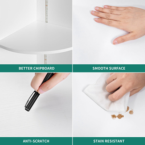 Estante de Esquina Blanco al por Mayor <span class=keywords><strong>con</strong></span> Luces LED, Estantería Curva de Madera de 6 Niveles para Libros, Exhibidor para Sala de Estar y Dormitorio - Product Image 5