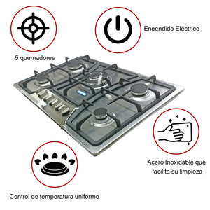 Fornello a Gas Shorbull in Acciaio Inox a 5 Fuochi, Design Durevole e Alte Prestazioni - Product Image 4