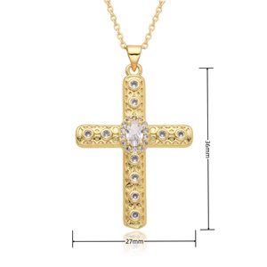 Fengyuan fabbrica Custom Hip-hop collana religiosa cristiana Unisex ottone Micro intarsio zircone croce ciondolo argento/placcato oro - Product Image 4