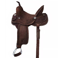 Ensemble de selle anglaise en cuir western 100% artisanal et travaillé, équipement d'équitation de qualité supérieure, durable et confortable, arceau en fibre de verre SUS304