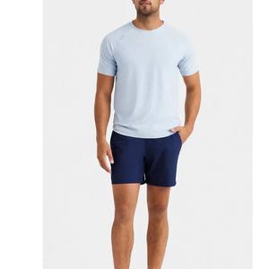 เสื้อยืดแขนสั้นฟิตเนสยิมสำหรับผู้ชายเสื้อยืดฟิตเนสฟิตเนสเข้ารูปผ้าฝ้ายผสมสามส่วนสำหรับผู้ชาย - Product Image 4