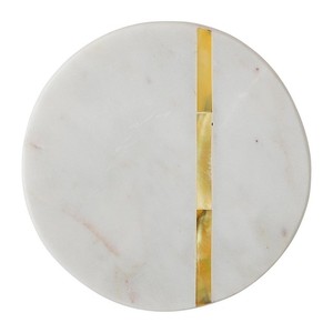 Round <b>White</b> Marble Gold Inlay <b>Coasters</b> Custom Size Luxury Marble Stone& Metal Inlay Cup <b>Coaster</b> for Tea or Coffee - Product Image 3
