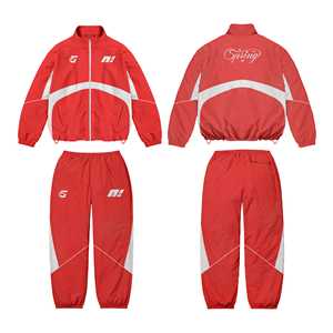 Conjunto Deportivo de Chaqueta y Pantalones Cortavientos de Nailon con Bloques de Color Personalizados al por Mayor para Hombre - Product Image 1