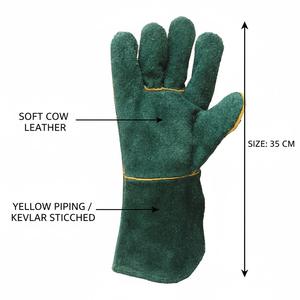 Gant de soudeur en cuir vert de qualité supérieure, catégorie A - Product Image 5