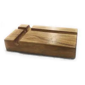 Soporte de teléfono móvil de madera artesanal para escritorio y mesa, soporte móvil artesanal al por mayor, soporte móvil elegante