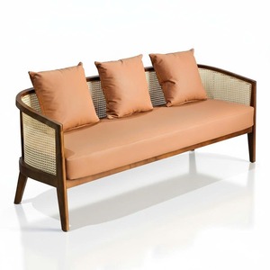 Harvey 1.8m Ash Wood <b>Sofa</b> SFB68090 Extendable Three-Seater with Rattan Mesh Upholstery <b>Sponge</b>-Filled <b>Sponge</b> <b>for</b> Home Furniture - Product Image 1