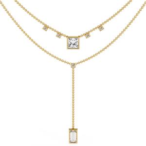 Joli collier de fête pour femmes personnalisé en or blanc 14Kt rehaussé de diamants ronds et baguettes Vvs Clarity Leb Growm - Product Image 1