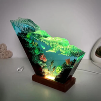 Lampe LED en résine faite à la main en forme de fleur, veilleuse, statue de plongée, thème sous-marin, pierre d'agate, sac de marque pour la maison, cadeau pour la fête des mères
