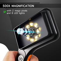 Microscopio Digital con pantalla IPS de 500x3 pulgadas con soporte de tarjeta de 64GB, 8 luces LED, Windows/Mac, enfoque automático, foto y vídeo para joyería de monedas