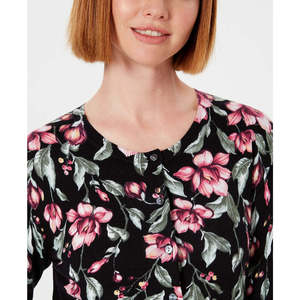 Cardigan Casual da Donna Karen Scott con Stampa Floreale Jacquard, Nero, Taglia Piccola per la Stagione Autunnale - Product Image 3