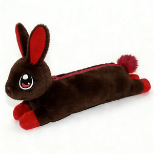 Customized Red Plush Bunny Keychain 3D Cartoon Soft Stuffed Animal Faux Fur Toy - Product Image 2