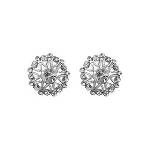 Kriaa <b>Silver</b> Plated <b>Stud</b> Earrings Floral Shape Austrian Stone Fashion Accessory 1313805 - Product Image 1