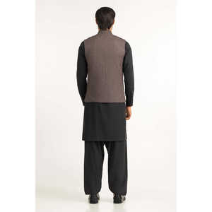 Chaleco Formal para Hombre Color Moka, Chaleco de Poliéster y Cuero con Decoración de Botones, Logotipo Personalizado, Uso en Exteriores de Verano - Product Image 2