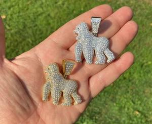 Pendentif gorille en argent sterling 925, clarté VVS, fabrication de bijoux, pendentif hip hop serti de diamants - Product Image 3