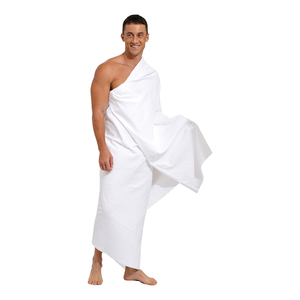 Nouveau tissu pur 100% coton Ihram Hajj et Omra Ihram pour hommes musulmans deux pièces serviette en tissu avec Logo personnalisé - Product Image 5
