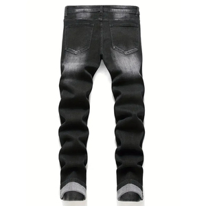 Pantalones vaqueros desgastados clásicos de pierna recta para hombre personalizados, Pantalones rectos unisex con OEM y ODM, disponibilidad al por mayor - Product Image 3
