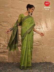 Sarees en tissu de lin de qualité supérieure tissées à la main sarees légères pour femmes vêtements ethniques indiens traditionnels élégants pour les sarees d'été - Product Image 4