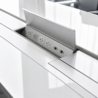 Table de conférence modulaire moderne en laque blanche durable, bureau de réunion de luxe pour salle de conseil, ensemble de mobilier de bureau personnalisable avec rangement