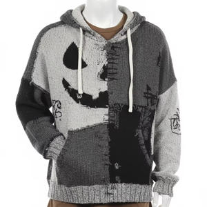 Sweat à capuche pour homme en tissu tricoté 100% fibre de bambou, broderie 3D personnalisable, coupe régulière, respirant, automne - Product Image 1