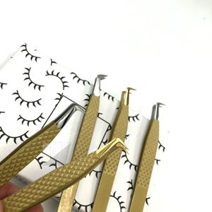 Pince à cils professionnelle de haute qualité avec logo personnalisé à 45 degrés en acier inoxydable avec pointe pointue en argent doré - Product Image 6