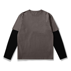 Camiseta de punto de algodón 100% de manga corta en blanco personalizada al por mayor de alta calidad Casual Unisex 2 en 1 Logotipo de gran tamaño impreso 2 uds - Product Image 2