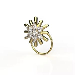 High Quality 18k Yellow <b>Gold</b> Certified Lab Grown Diamond Sun Shine <b>Nose</b> Pin Fine Piercing Jewelry <b>Nose</b> <b>Stud</b> For Weddings - Product Image 4