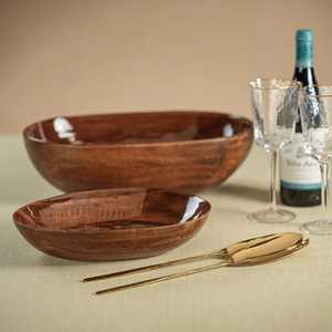 Ensaladera de madera rústica con acabado de encaje, ensaladera de madera con mango de Metal, nuevo aspecto, vajilla de madera de acacia, servidor para Cocina - Product Image 1