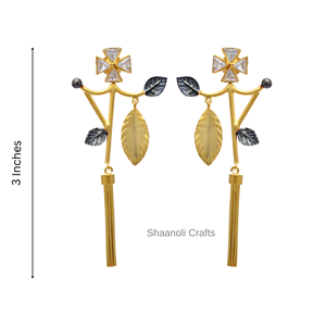 ต่างหูขัดเงาสองโทนดีไซน์เนอร์สวยงามเครื่องประดับสำหรับผู้หญิงและผู้หญิงสำหรับงานแต่งงาน - Product Image 3