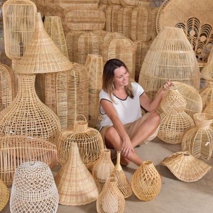 Fatto a mano bohémien Rattan lampada accogliente <span class=keywords><strong>paralume</strong></span> di bambù asiatico per la decorazione dello spazio interno per banconi da caffè interni interni - Product Image 6