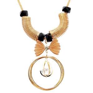 Urthn Fashion <b>Pendant</b> <b>Necklace</b> 1107714B Glass Stone with <b>Rose</b> <b>Gold</b> Plating - Product Image 1
