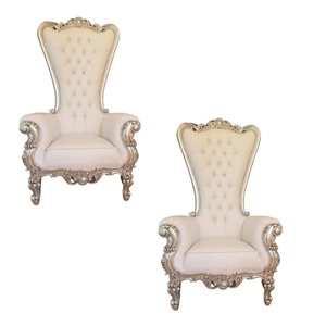 Prix de gros Blanc meubles élégants chaise de trône à dossier haut chaise de trône de luxe couleur argent Costumiz produit - Product Image 2