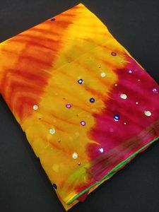 Último diseñador Todo el trabajo hecho a mano Espejo y trabajo de piedra Nuevos saris para íntimos y bodas Sari de Indian Exportere - Product Image 4