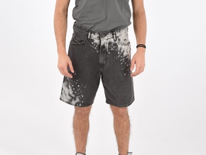 Pantalones cortos informales de mezclilla transpirables de retazos, pantalones vaqueros holgados cortos para hombre, pantalones cortos desgastados lavados de punto de tela vaquera - Product Image 3