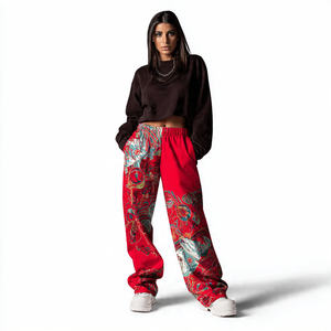 Pantalones Deportivos Sublimados OEM para Mujer, Pantalones de Chándal con Estampado de Moda Urbana para Invierno, Pantalones de Pijama de Felpa de 450 GSM - Product Image 1