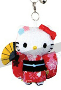 Imán de Refrigerador con Diseño de Muñeca Japonesa de Hello Kitty con Correa Chirimen (Abanico Plegable) - Product Image 2