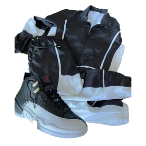 Chándal de nailon para hombre, conjunto de chaqueta y pantalones con cremallera, conjunto de chándal con logotipo personalizado, chándal transpirable de nailon y poliéster - Product Image 5