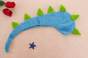Vêtements en laine pour bébé en gros, tenue de photographie en laine tricotée au crochet, motif dinosaure de dessin animé, bonnet d'hiver - Product Image 2