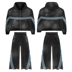 Survêtements pour hommes mode pantalons de survêtement et ensemble à capuche pull personnaliser point lavé à l'acide sweats à capuche pour hommes respirant - Product Image 1