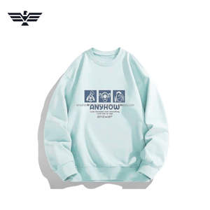 Custom Color 100% Cotton Breathable <b>Men</b> <b>Crewneck</b> <b>Sweatshirt</b> – “ANYHOW” Graphic Print Casual Pullover - Product Image 1