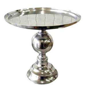 Luxury Vintage Silver Metal Cake Stand Pedestal Round Wedding Cake Display Tray Mirror Polish Dessert Server for Party Events - Product Image 4