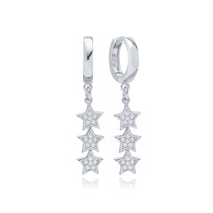 Triple estrella diseño encanto pendiente piedra blanca pendientes turcos al por mayor 925 joyería de plata esterlina - Product Image 2