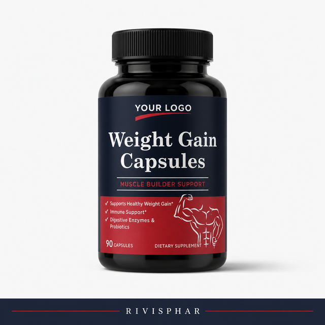 OEM Private Label Weight Gain Capsules Vitamin B12 Herbal Extract Muscle Builder Supplement for Adults Energy Digestive Support