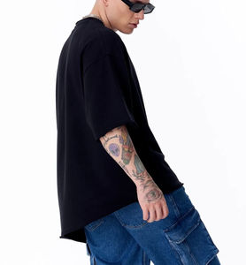 T-shirts Homme Oversize à Épaules Tombantes en Coton Biologique 100% de Haute Qualité, Respirants, Personnalisables avec Logo Avant, Vente en Gros, Modèle Uni Grande Taille - Product Image 5