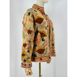 Custom Logo Ladies Suzani Reversible Embroidered Hand Woven Cotton Eco-Friendly Floral Pattern <b>Mandarin</b> <b>Collar</b> Single <b>Jacket</b> - Product Image 2