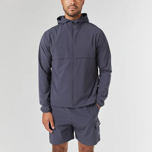 Tenues coupe-vent Ensemble en nylon Survêtement Porter veste de sport Coupe-vent zippé Couleur contrastée Ensemble de vêtements de jogging pour l'entraînement - Product Image 2