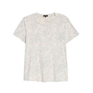 T-shirt en coton personnalisé pour femme, streetwear décontracté, coupe classique, couleur unie, patchwork, broderie, doux, respirant, usine OEM ODM - Product Image 2