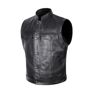 Ropa de invierno Chaleco de cuero sin mangas Chaleco de cuero de los hombres de la mejor calidad Chaleco de cuero genuino para la venta - Product Image 2