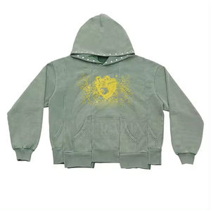 Sudadera con capucha de algodón 100% lavado con ácido de gran tamaño esencial de invierno para hombre más vendidos servicio OEM sólido con capucha liso teñido precio al por mayor - Product Image 6