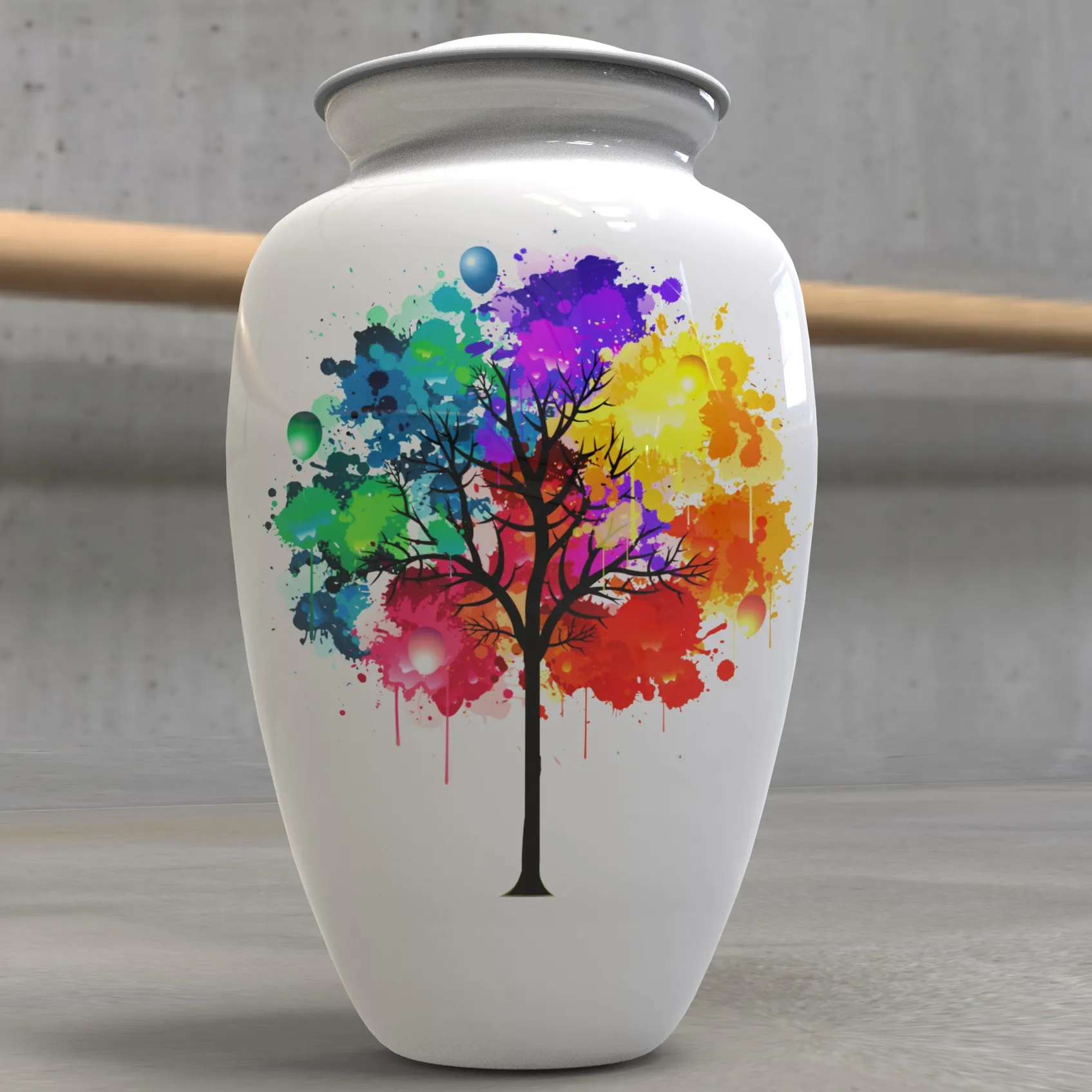 Tree with colored Leaves Art Print Adult cremation urn including free velvet bag